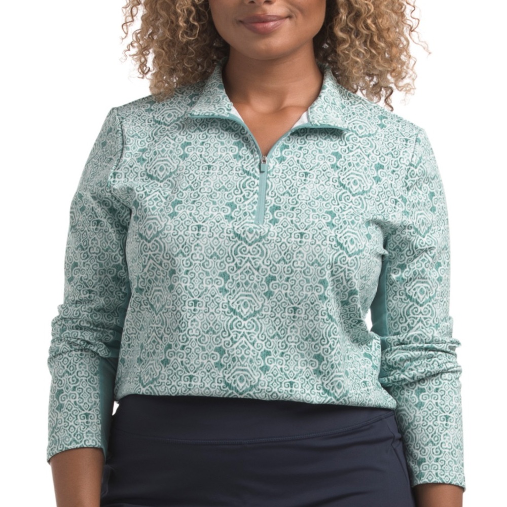 New Tommy Bahama Aubrey IslandZone Mock neck quarter zip long sleeve top